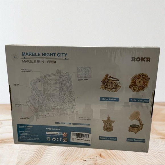 ROKR 294 Pieces 3D Wooden Puzzle Marble Night City /Marble Run New/Sealed - Picture 2 of 2